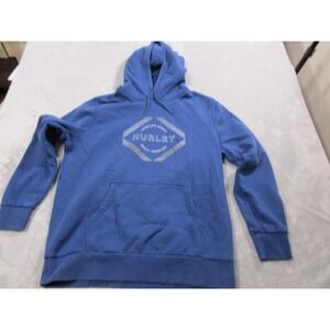 Hurley Hoodie Sweatshirt Mens Large Blue Pullover Fleece Hexagon Logo‎ Graphic